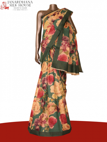 Floral Designer Pure Tussar Silk Saree